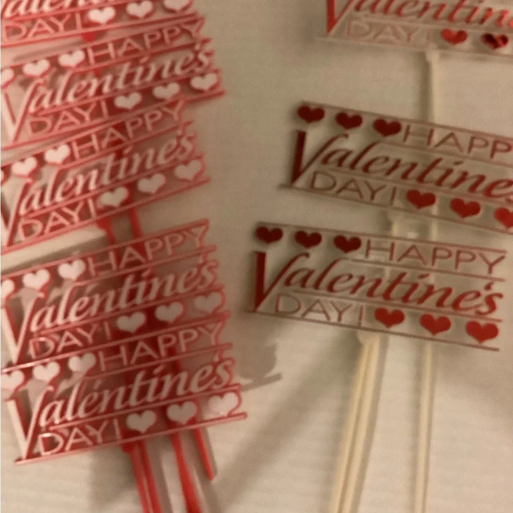 Happy Valentines Day Floral Picks Decor- Red and White NWOT - Picture 3 of 4